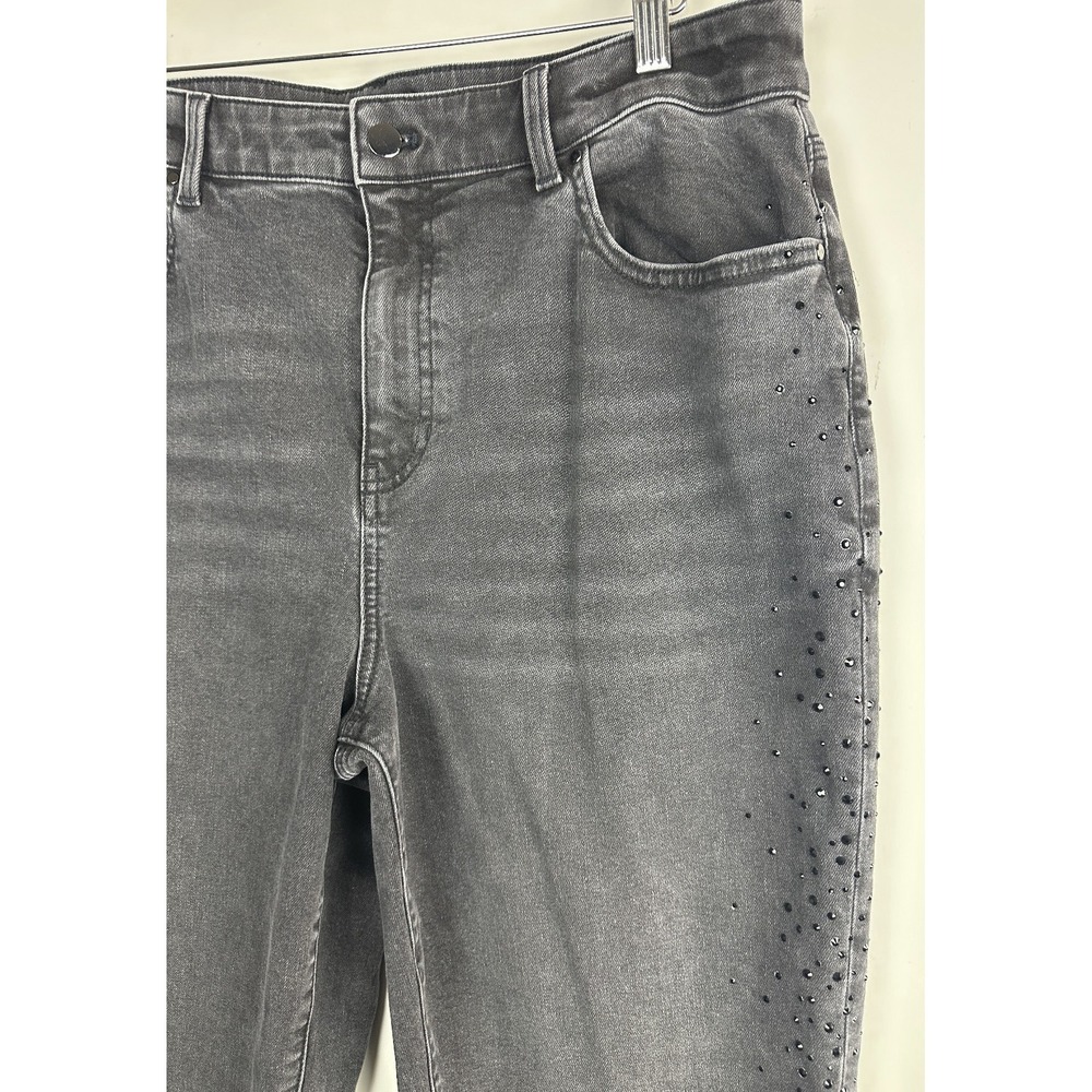 Talbots Embellished High Waist Relaxed Jeans Black Rhinestone Crystal Size 14 - Picture 6 of 16